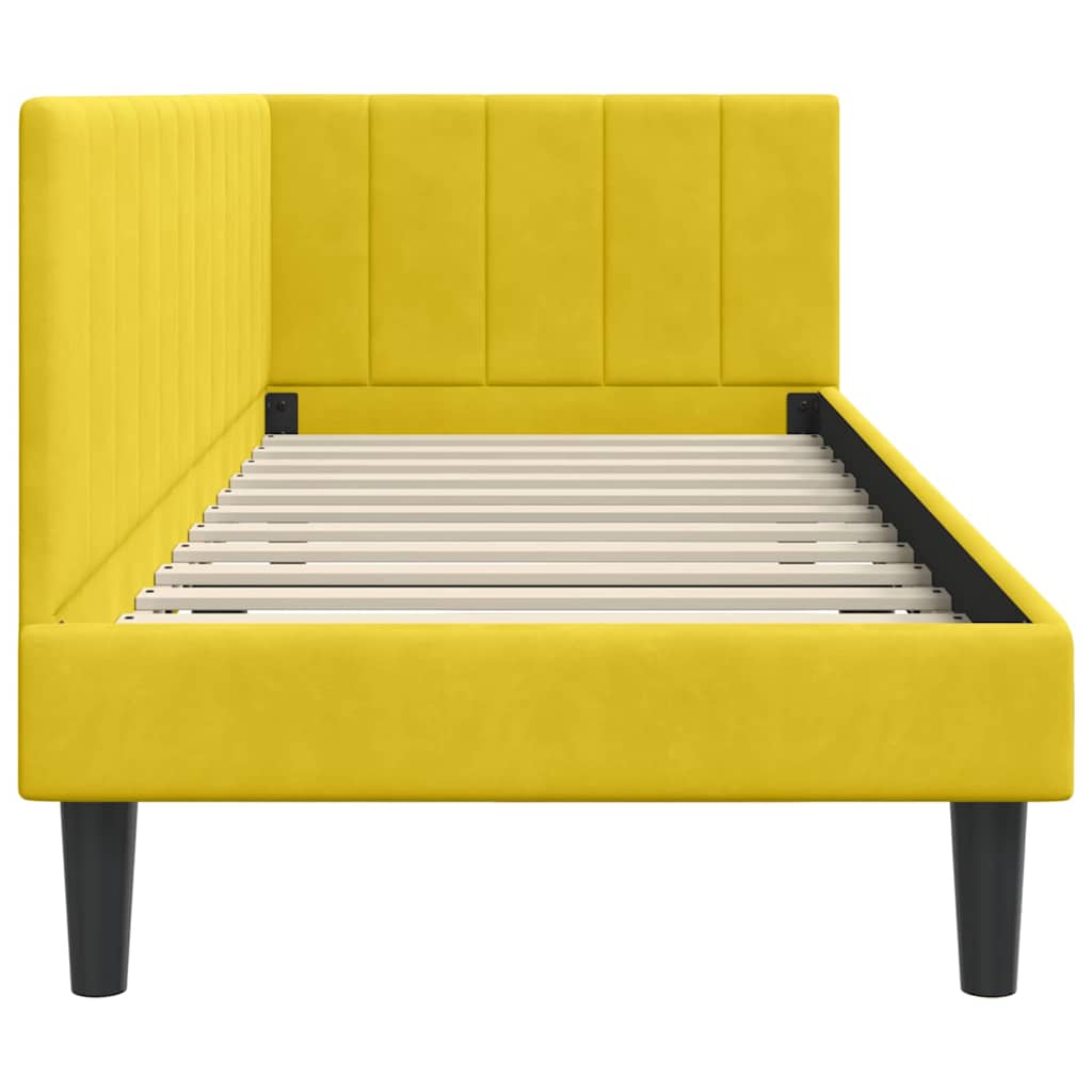 Sarokágy keret fejtámlával Sárga 80 cm x 200 cm Bársony