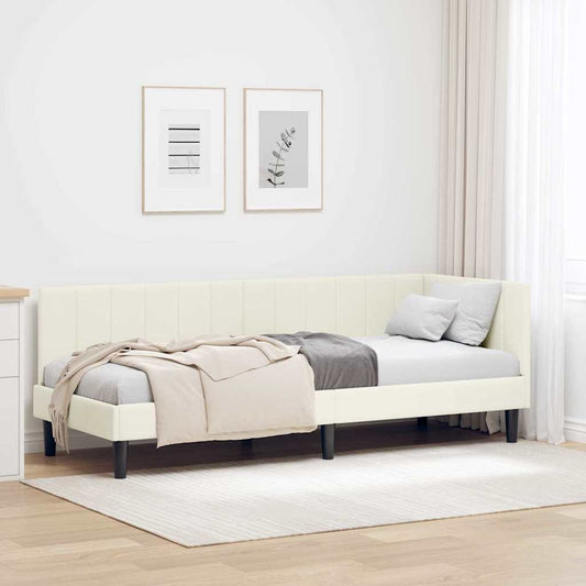 Sarokágy keret fejtámlával Krém 80 cm x 200 cm Bársony