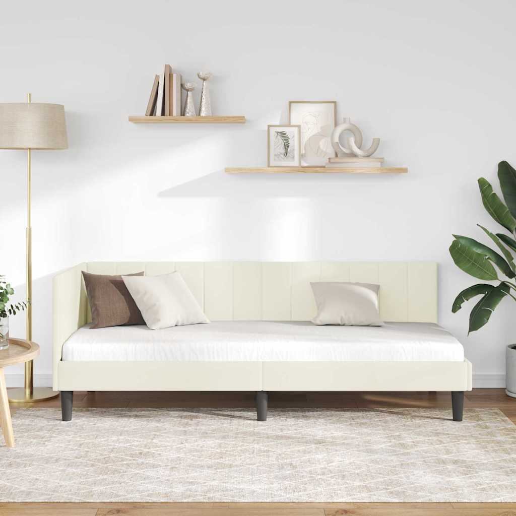 Sarokágy keret fejtámlával Krém 80 cm x 200 cm Bársony