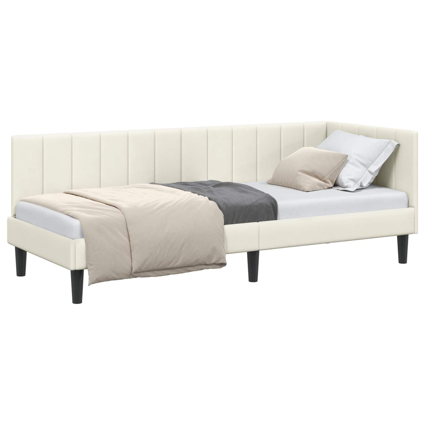 Sarokágy keret fejtámlával Krém 80 cm x 200 cm Bársony