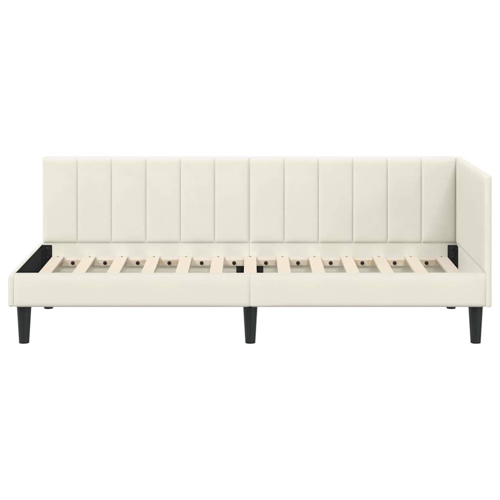 Sarokágy keret fejtámlával Krém 80 cm x 200 cm Bársony