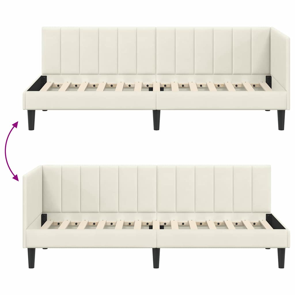 Sarokágy keret fejtámlával Krém 80 cm x 200 cm Bársony