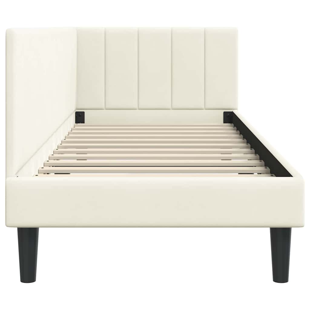 Sarokágy keret fejtámlával Krém 80 cm x 200 cm Bársony