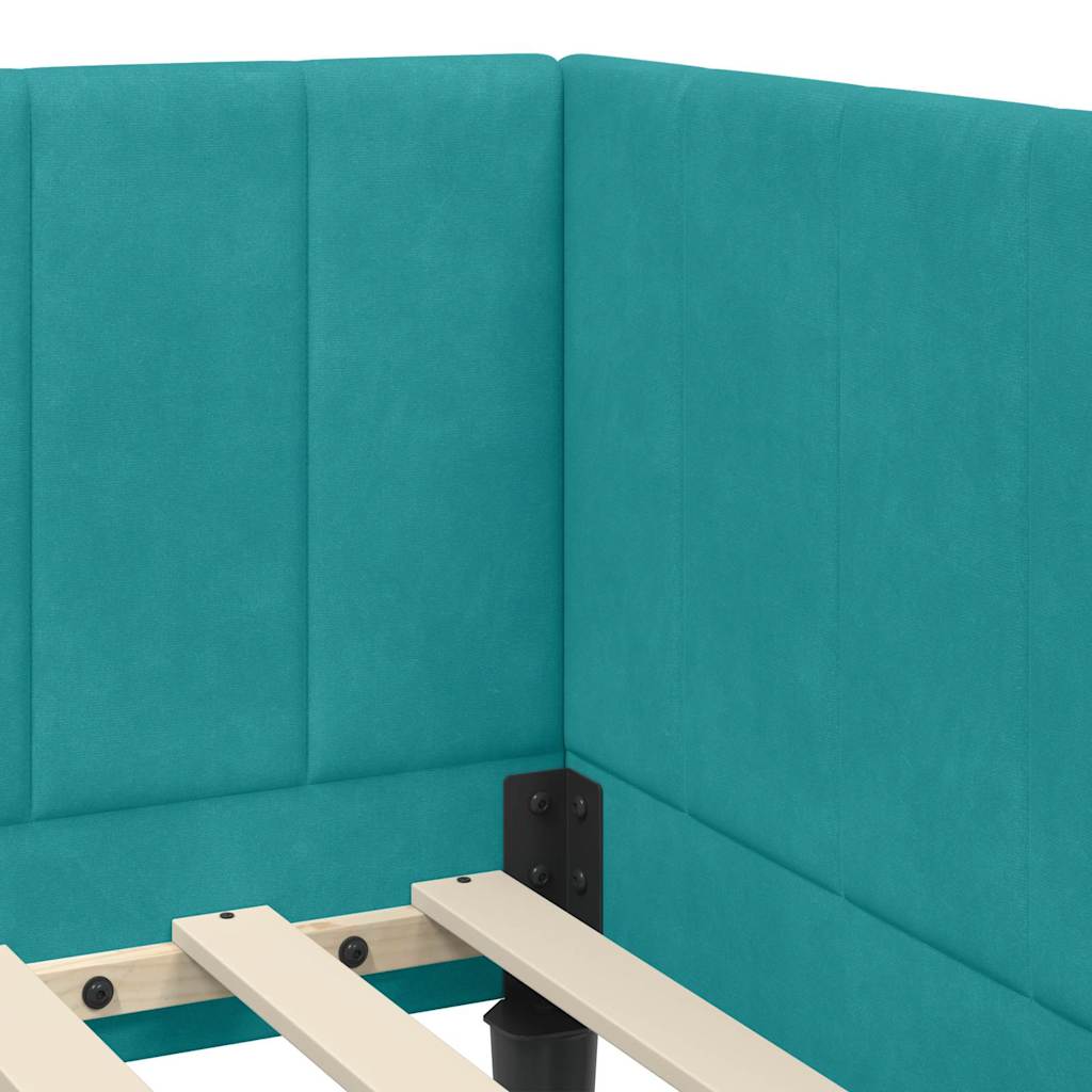 Sarokágy keret fejtámlával Türkiz 80 cm x 200 cm Bársony