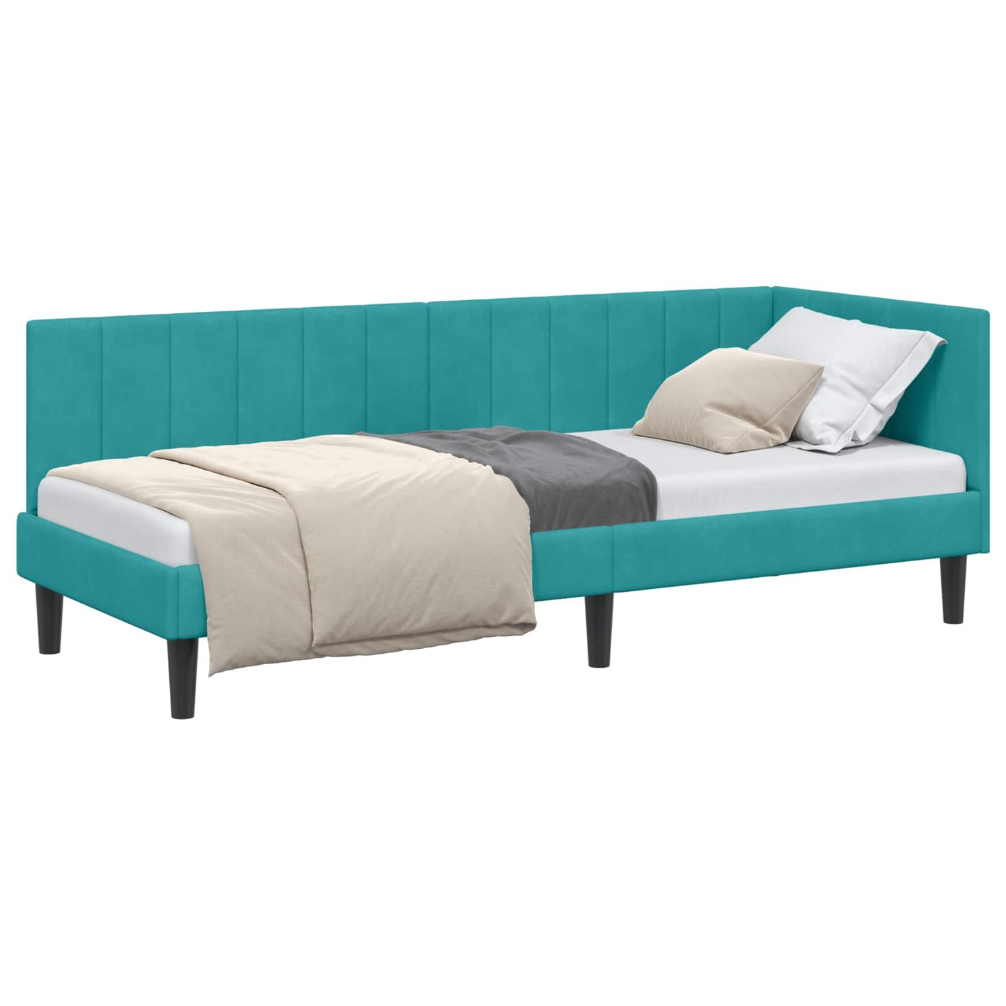 Sarokágy keret fejtámlával Türkiz 80 cm x 200 cm Bársony