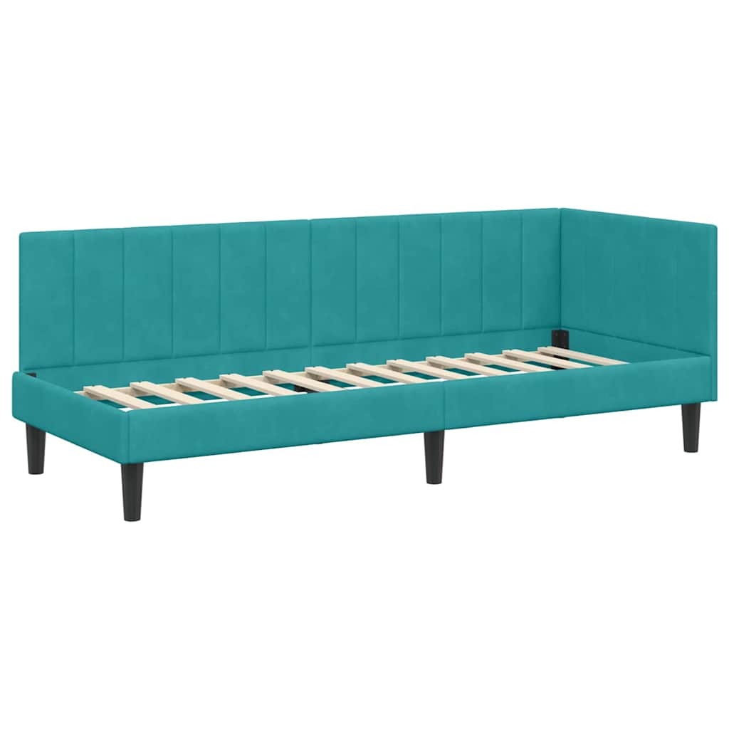 Sarokágy keret fejtámlával Türkiz 80 cm x 200 cm Bársony