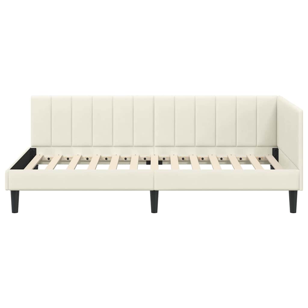Sarokágy keret fejtámlával Krém 90 cm x 190 cm Bársony