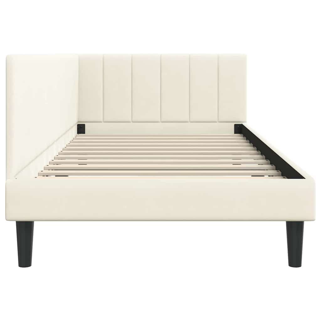 Sarokágy keret fejtámlával Krém 90 cm x 190 cm Bársony