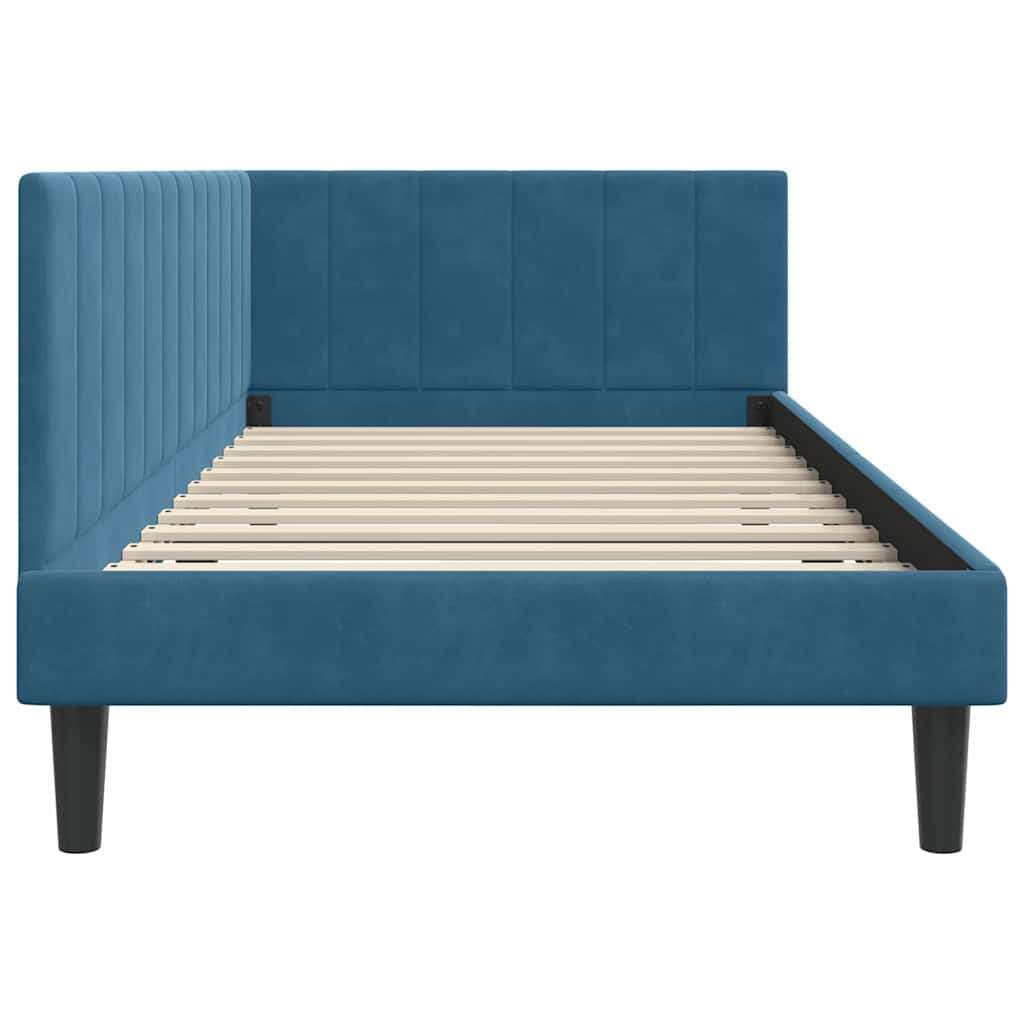 Sarokágy keret fejtámlával Kék 100 cm x 200 cm Bársony