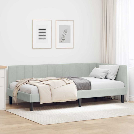 Sarokágy keret Világosszürke 100 cm x 200 cm Bársony