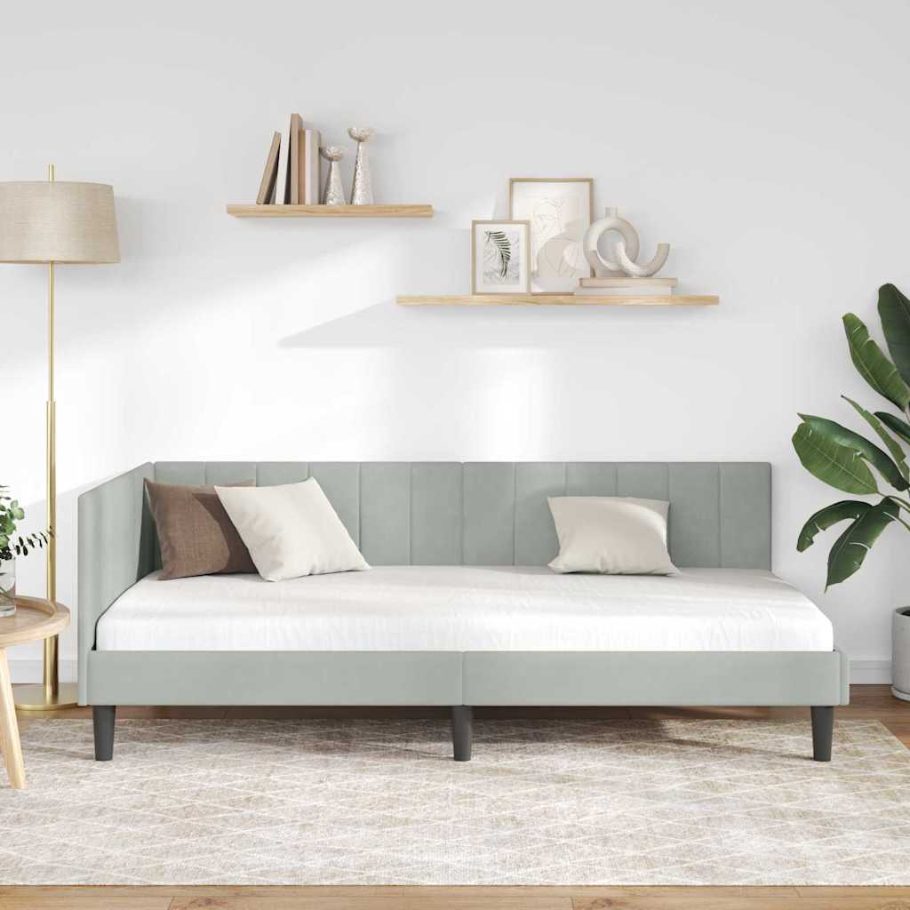 Sarokágy keret Világosszürke 100 cm x 200 cm Bársony