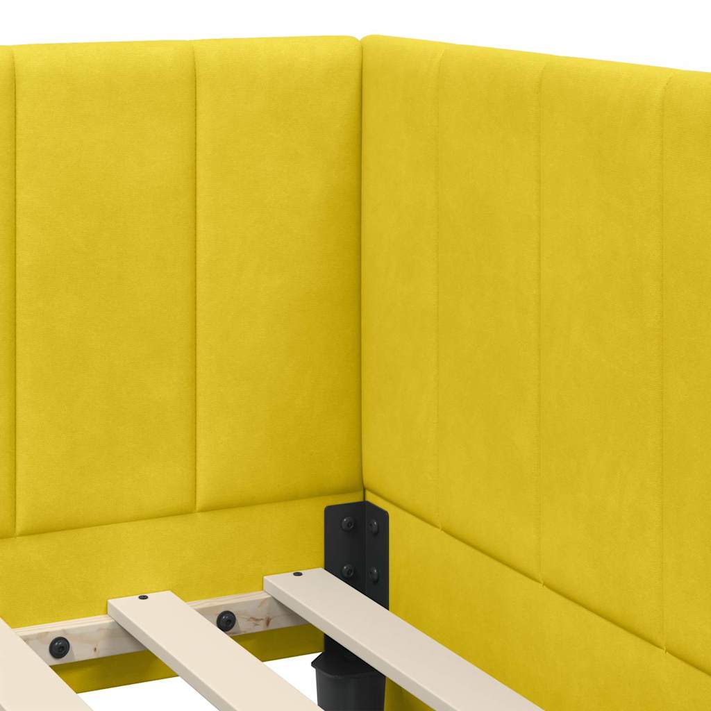 Sarokágy keret fejtámlával Sárga 100 cm x 200 cm Bársony