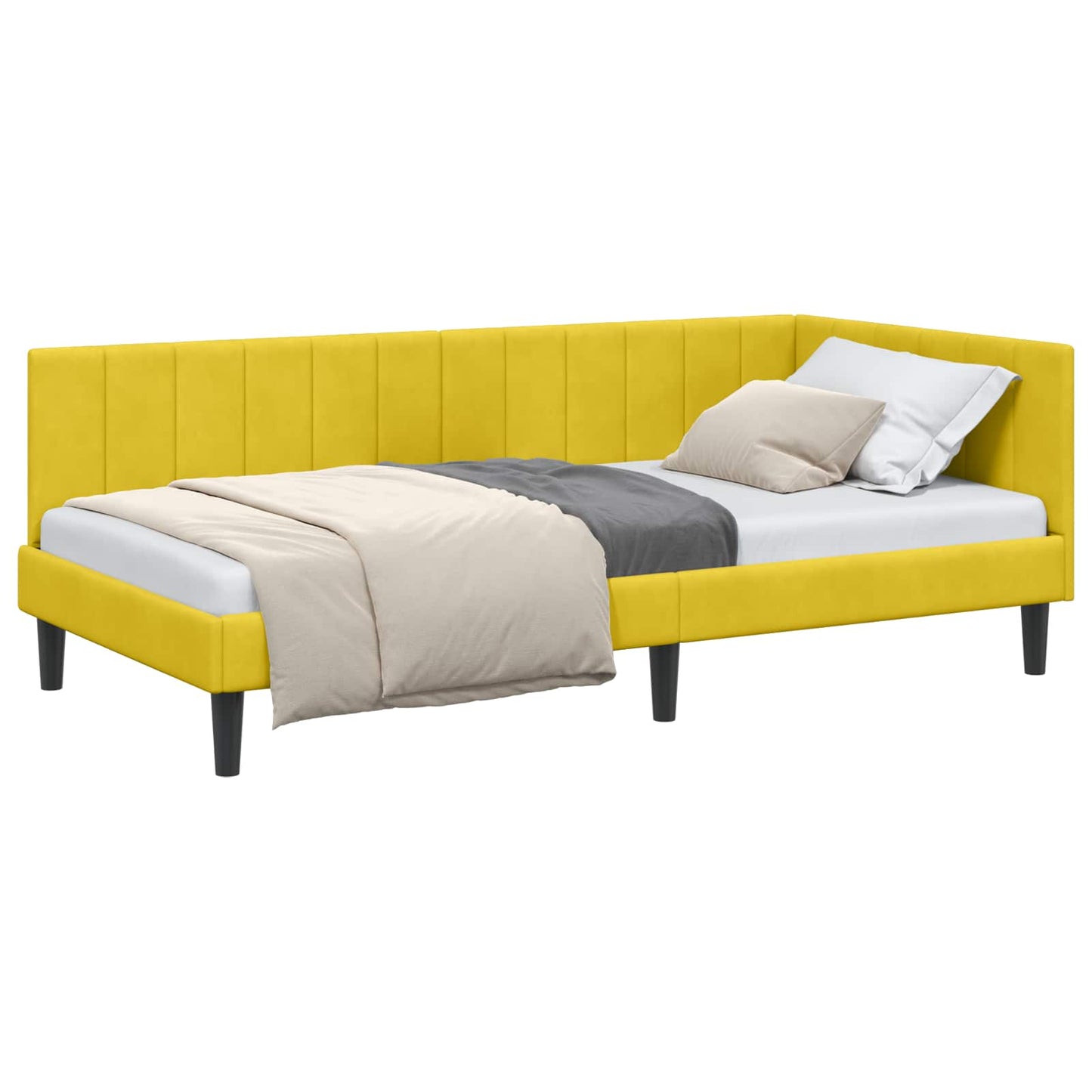 Sarokágy keret fejtámlával Sárga 100 cm x 200 cm Bársony
