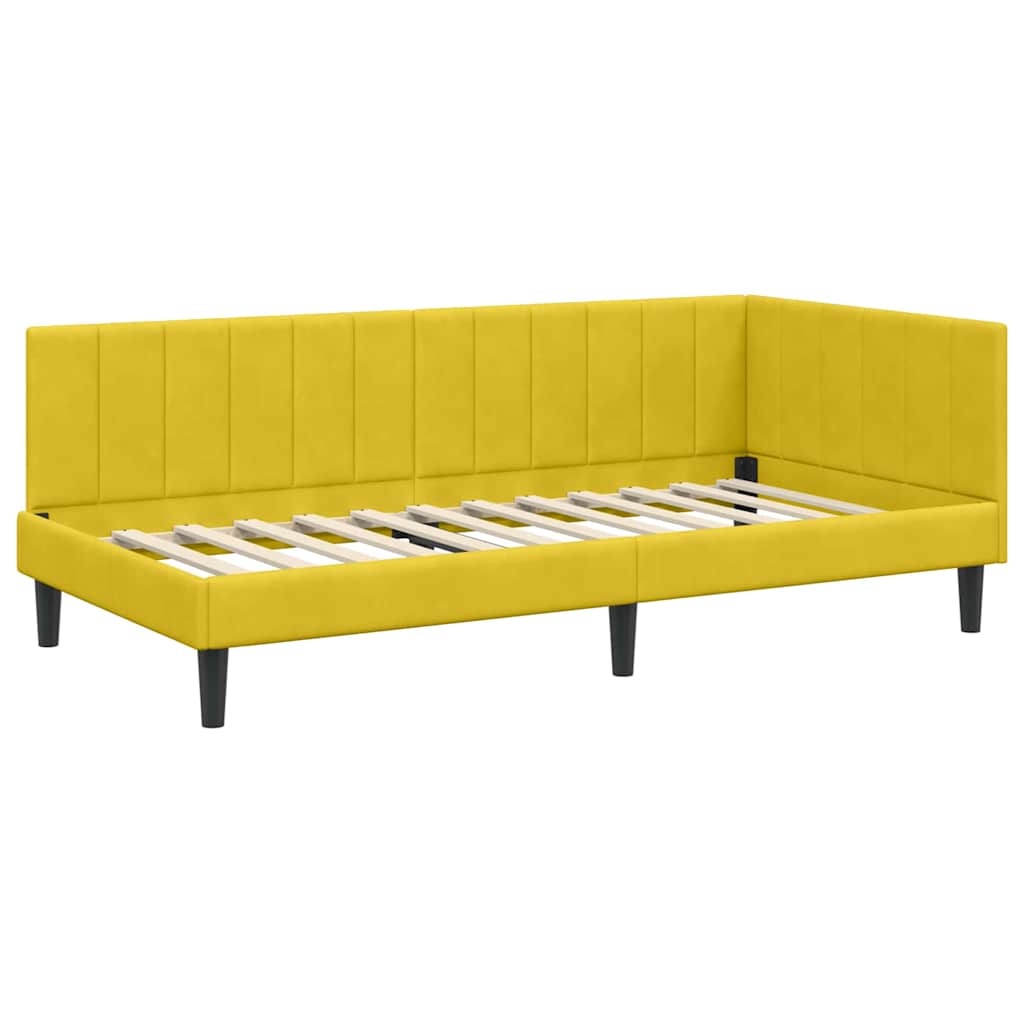 Sarokágy keret fejtámlával Sárga 100 cm x 200 cm Bársony