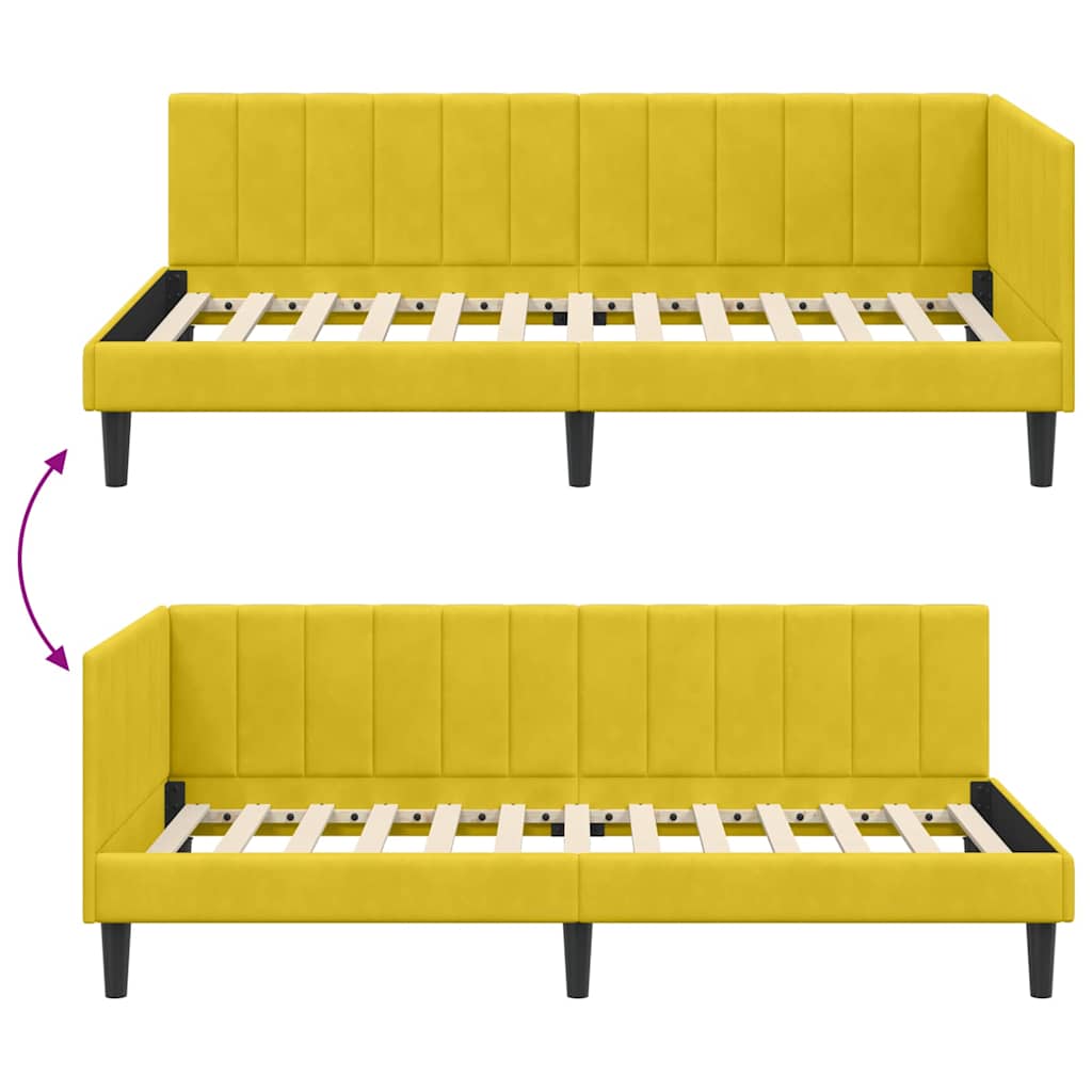Sarokágy keret fejtámlával Sárga 100 cm x 200 cm Bársony