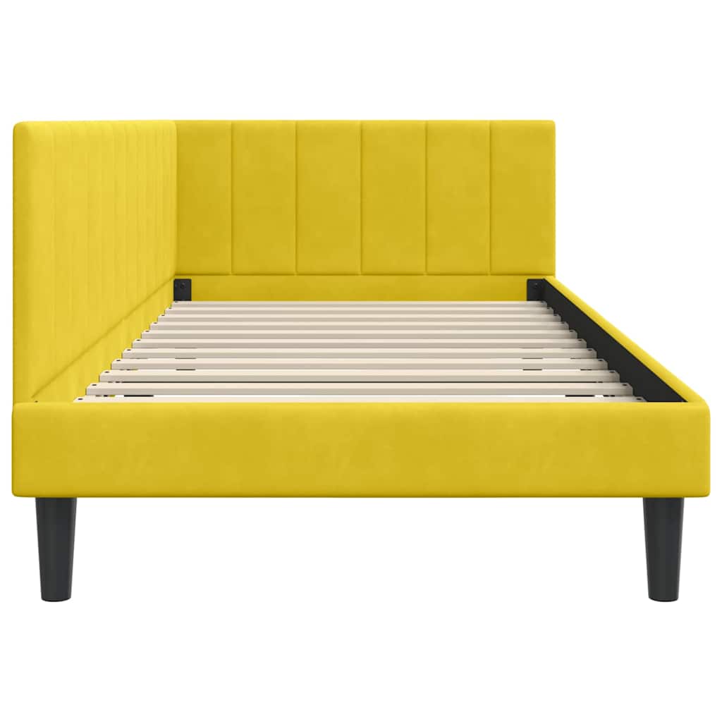 Sarokágy keret fejtámlával Sárga 100 cm x 200 cm Bársony