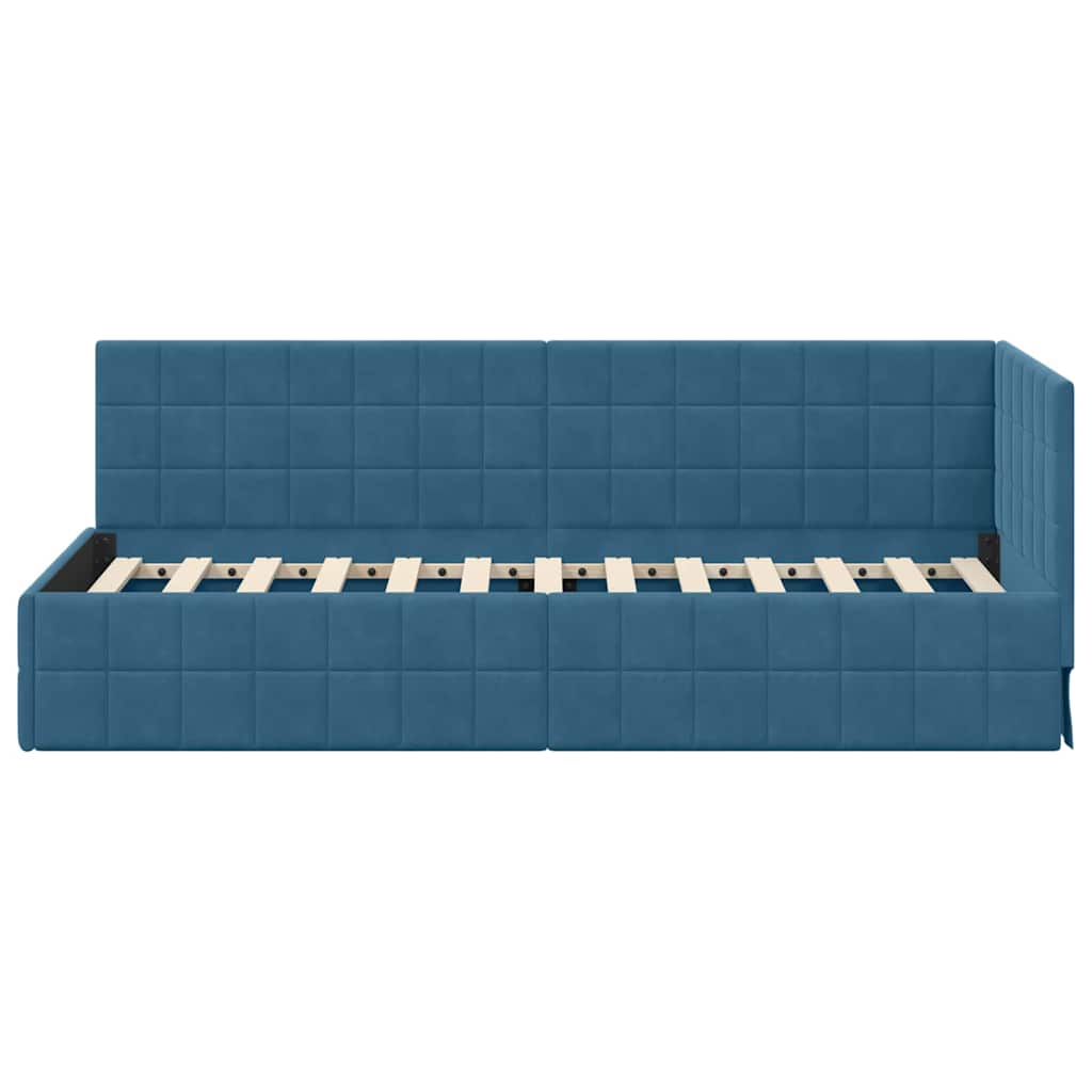 Sarokágy keret fejtámlával Kék 80 cm x 200 cm Bársony