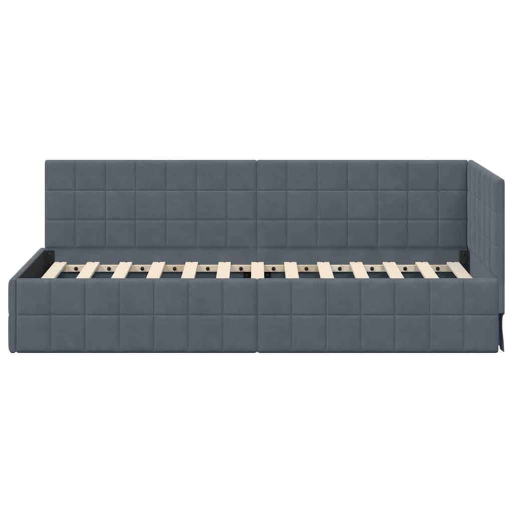 Sarokágy keret fejtámlával Sötétszürke 80 cm x 200 cm Bársony