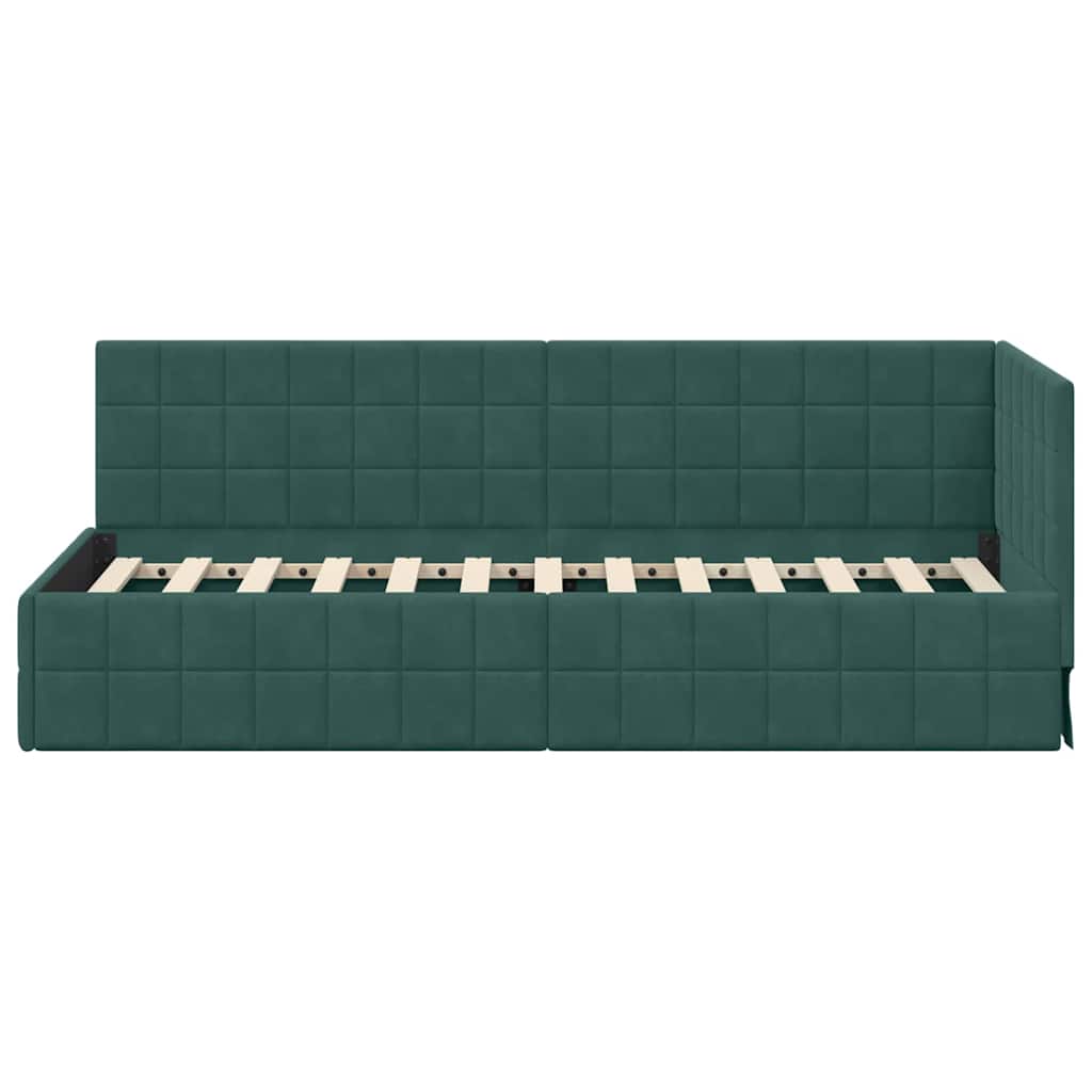 Sarokágy keret fejtámlával Sötétzöld 80 cm x 200 cm Bársony