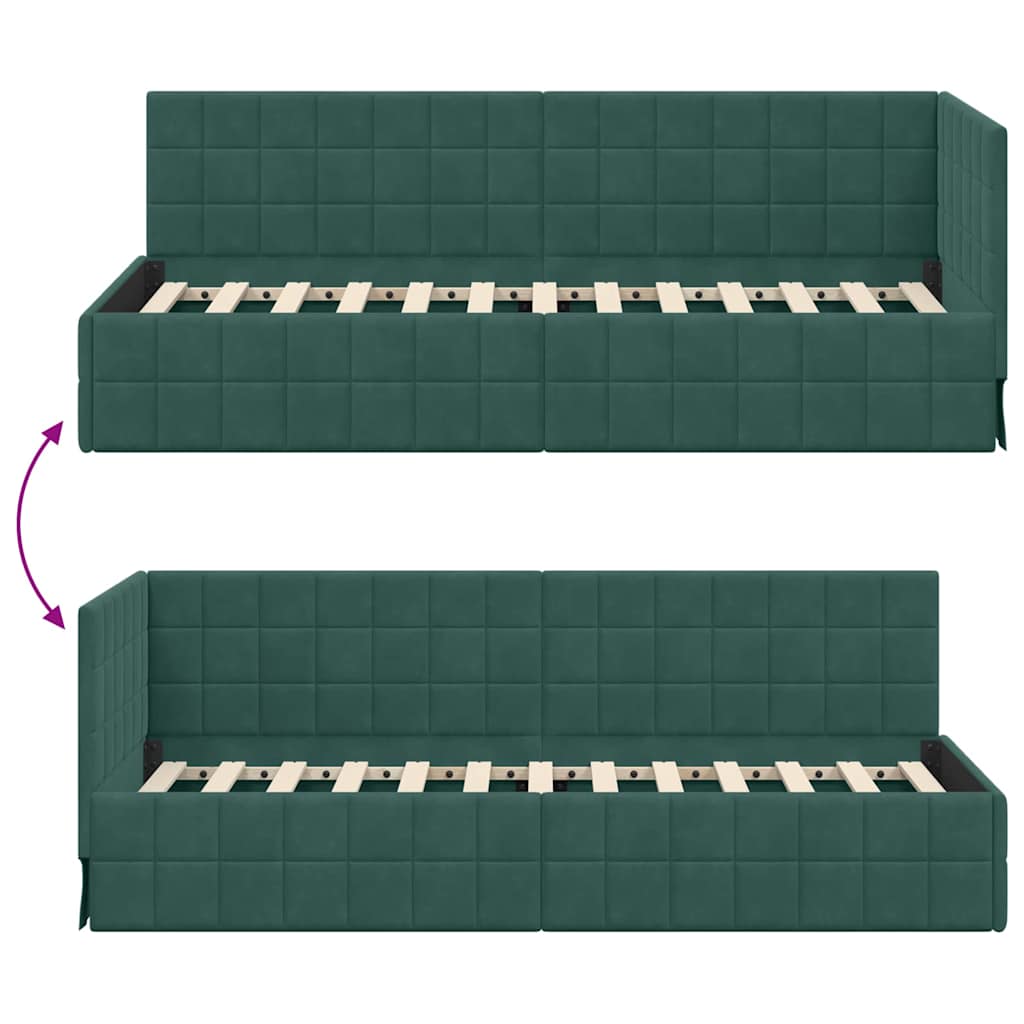 Sarokágy keret fejtámlával Sötétzöld 80 cm x 200 cm Bársony