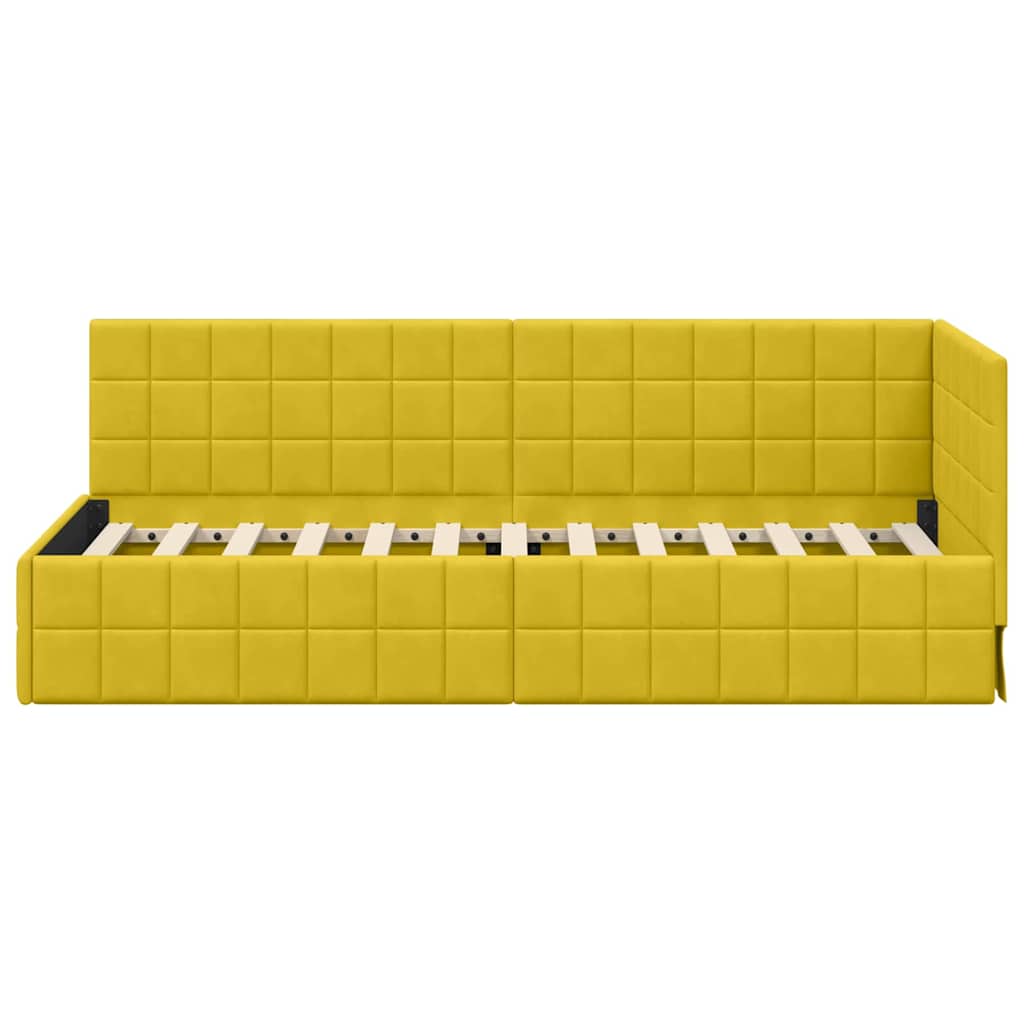 Sarokágy keret fejtámlával Sárga 80 cm x 200 cm Bársony