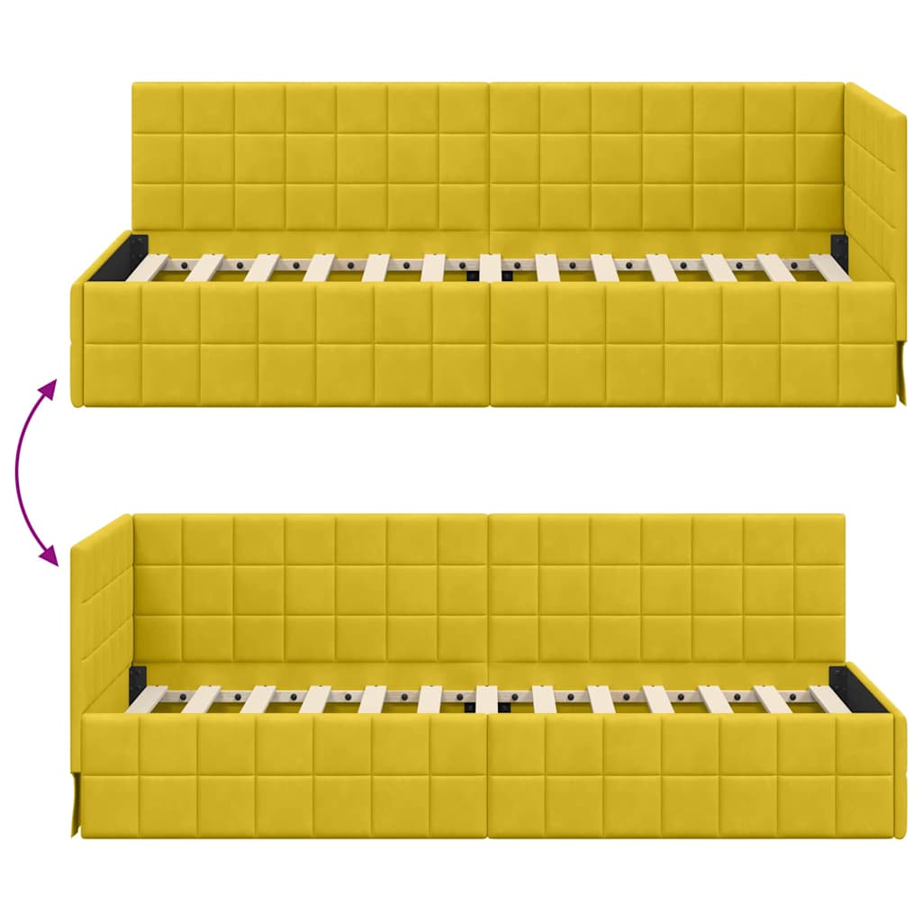 Sarokágy keret fejtámlával Sárga 80 cm x 200 cm Bársony