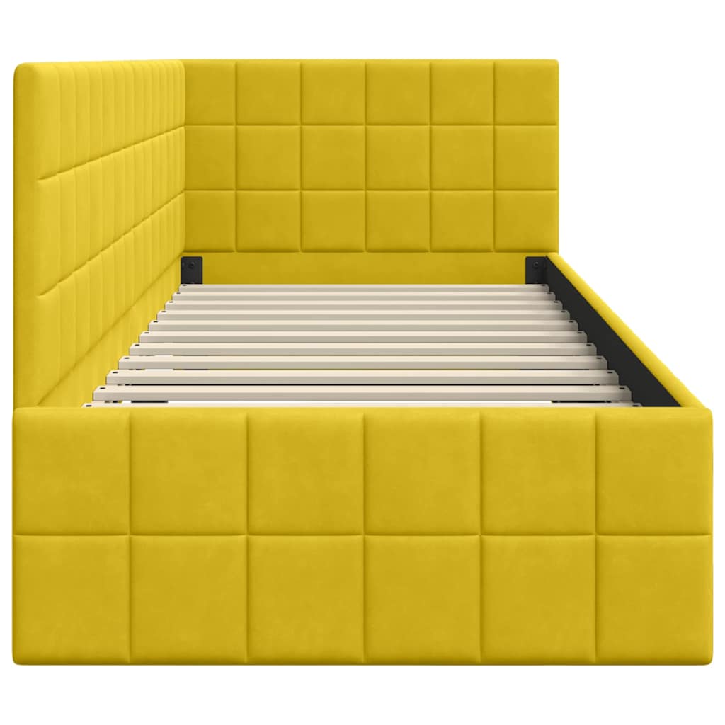 Sarokágy keret fejtámlával Sárga 80 cm x 200 cm Bársony