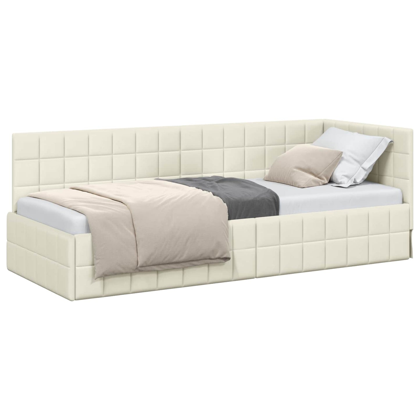 Sarokágy keret fejtámlával Krém 80 cm x 200 cm Bársony
