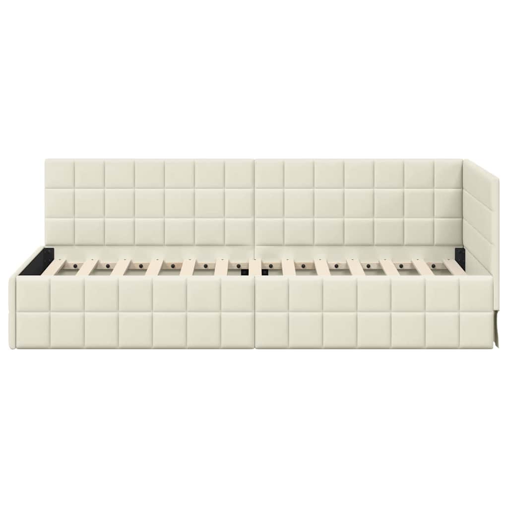 Sarokágy keret fejtámlával Krém 80 cm x 200 cm Bársony