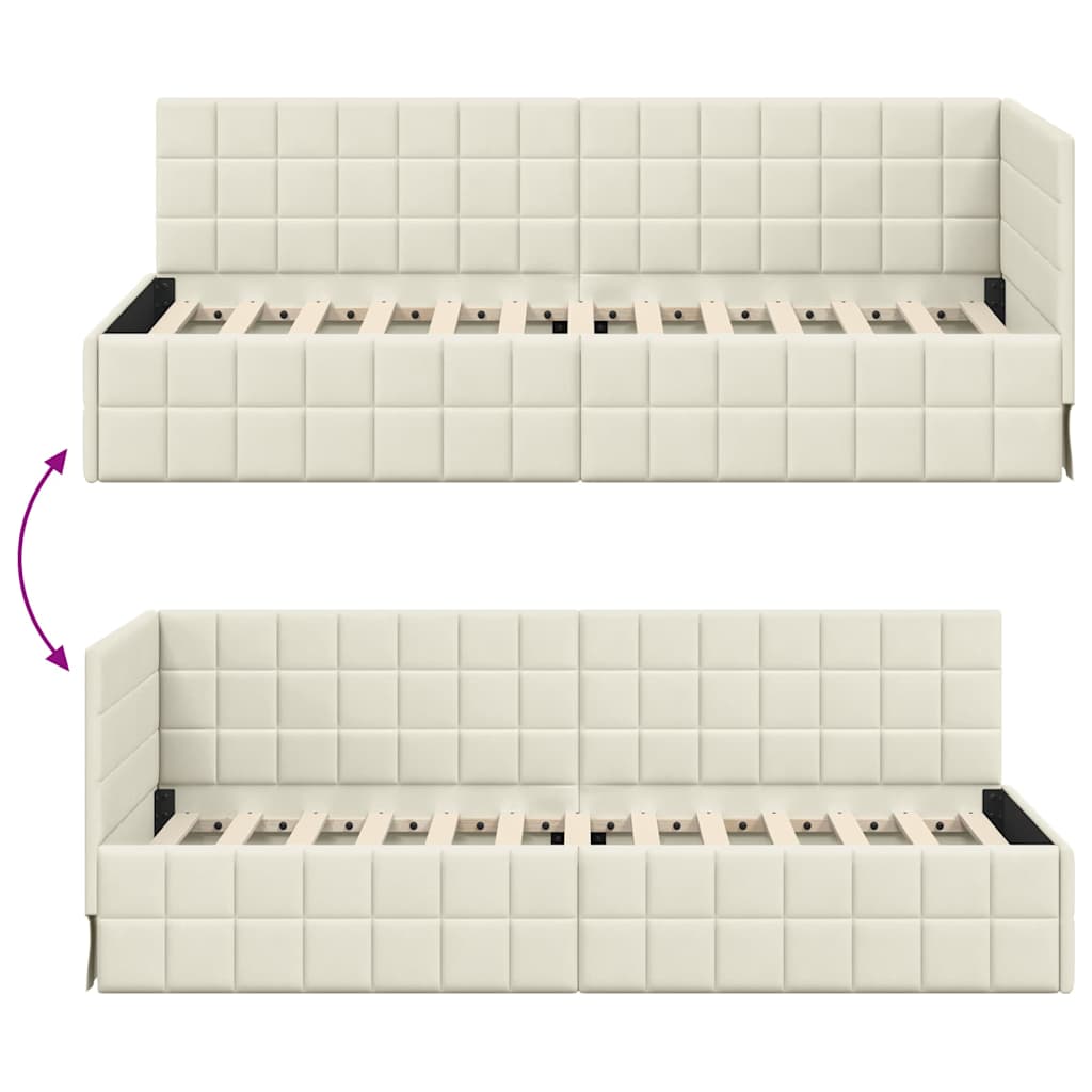 Sarokágy keret fejtámlával Krém 80 cm x 200 cm Bársony