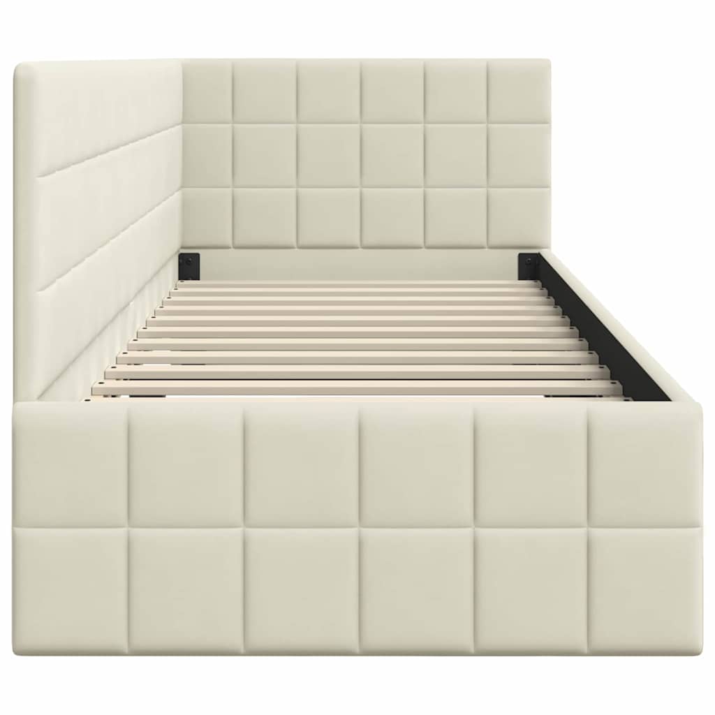 Sarokágy keret fejtámlával Krém 80 cm x 200 cm Bársony