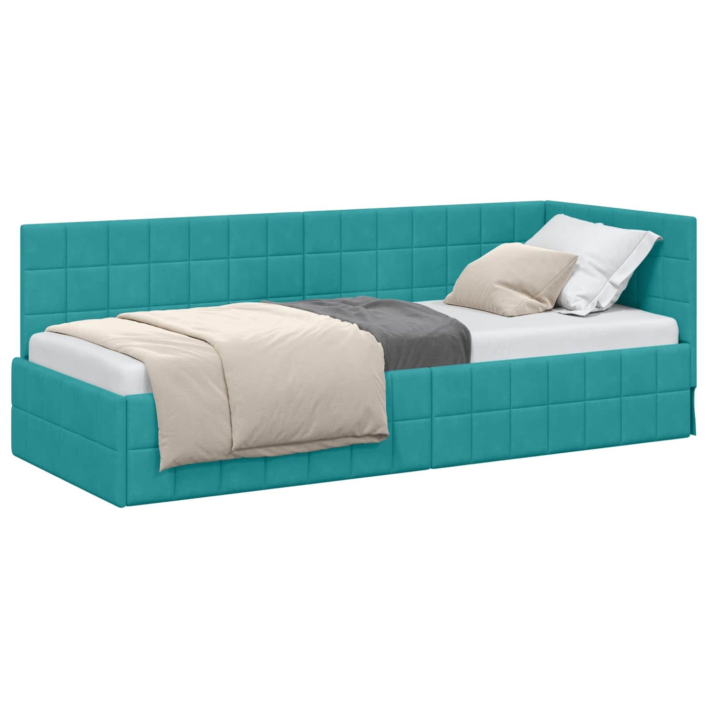Sarokágy keret fejtámlával Türkiz 80 cm x 200 cm Bársony