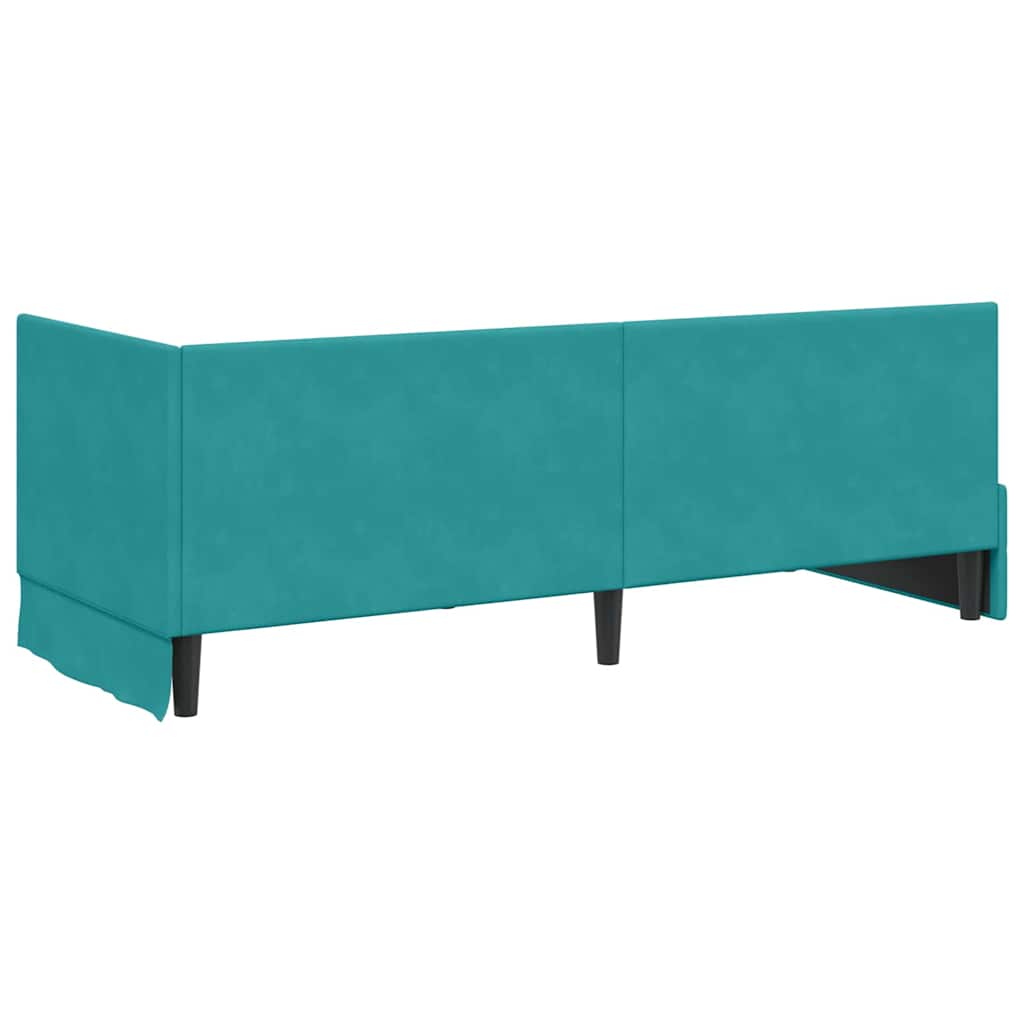 Sarokágy keret fejtámlával Türkiz 80 cm x 200 cm Bársony