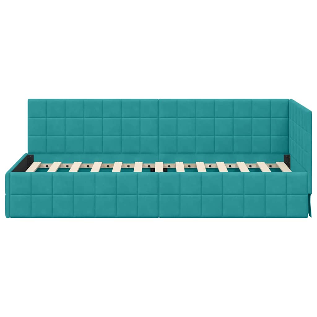 Sarokágy keret fejtámlával Türkiz 80 cm x 200 cm Bársony