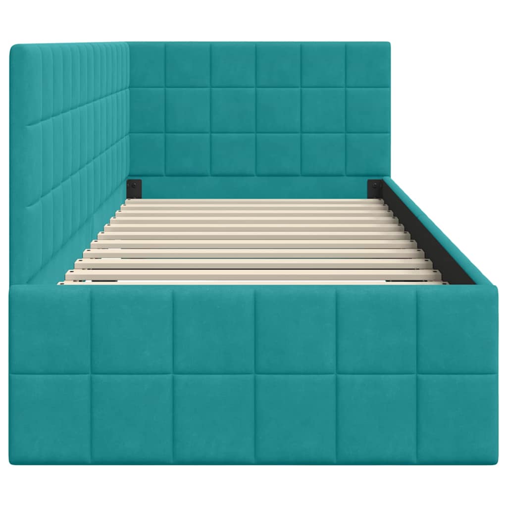 Sarokágy keret fejtámlával Türkiz 80 cm x 200 cm Bársony