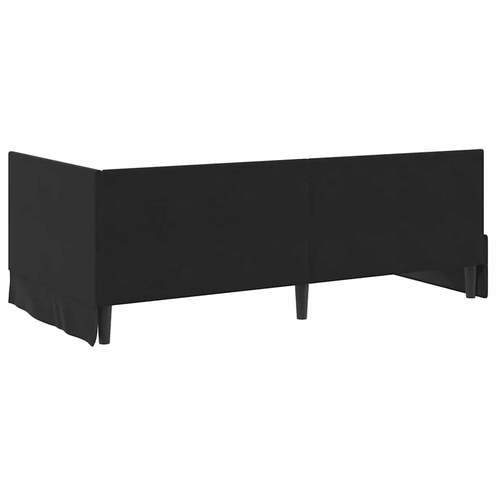 Sarokágy keret fejtámlával Fekete 90 cm x 190 cm Bársony