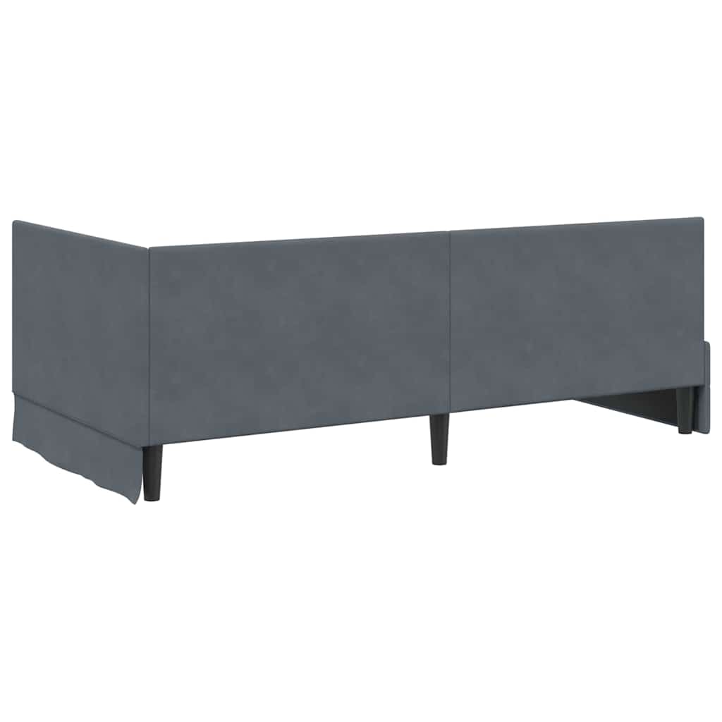 Sarokágy keret fejtámlával Sötétszürke 90 cm x 200 cm Bársony