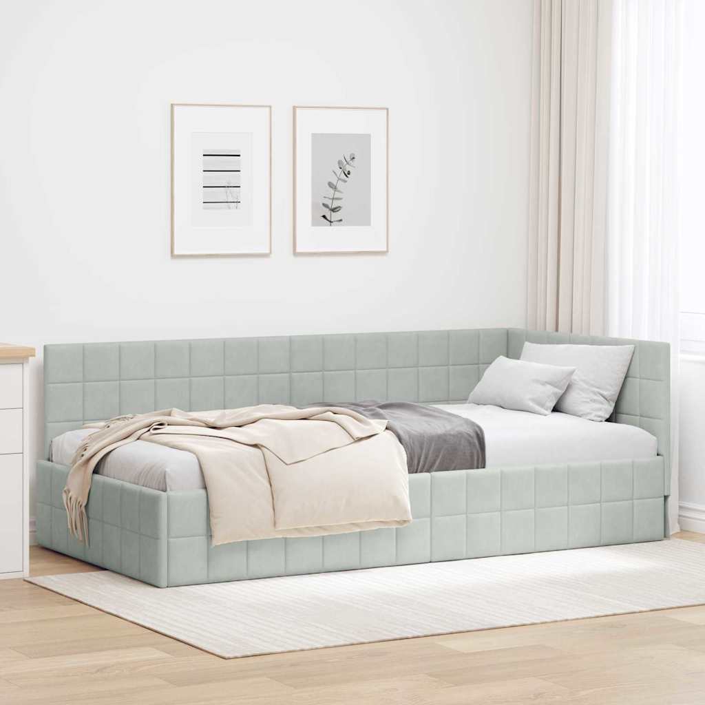 Sarokágy keret Világosszürke 100 cm x 200 cm Bársony