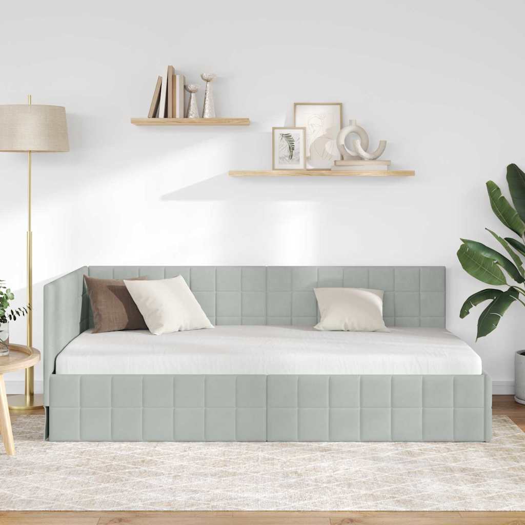Sarokágy keret Világosszürke 100 cm x 200 cm Bársony