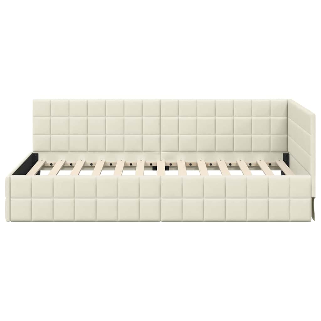 Sarokágy keret fejtámlával Krém 100 cm x 200 cm Bársony