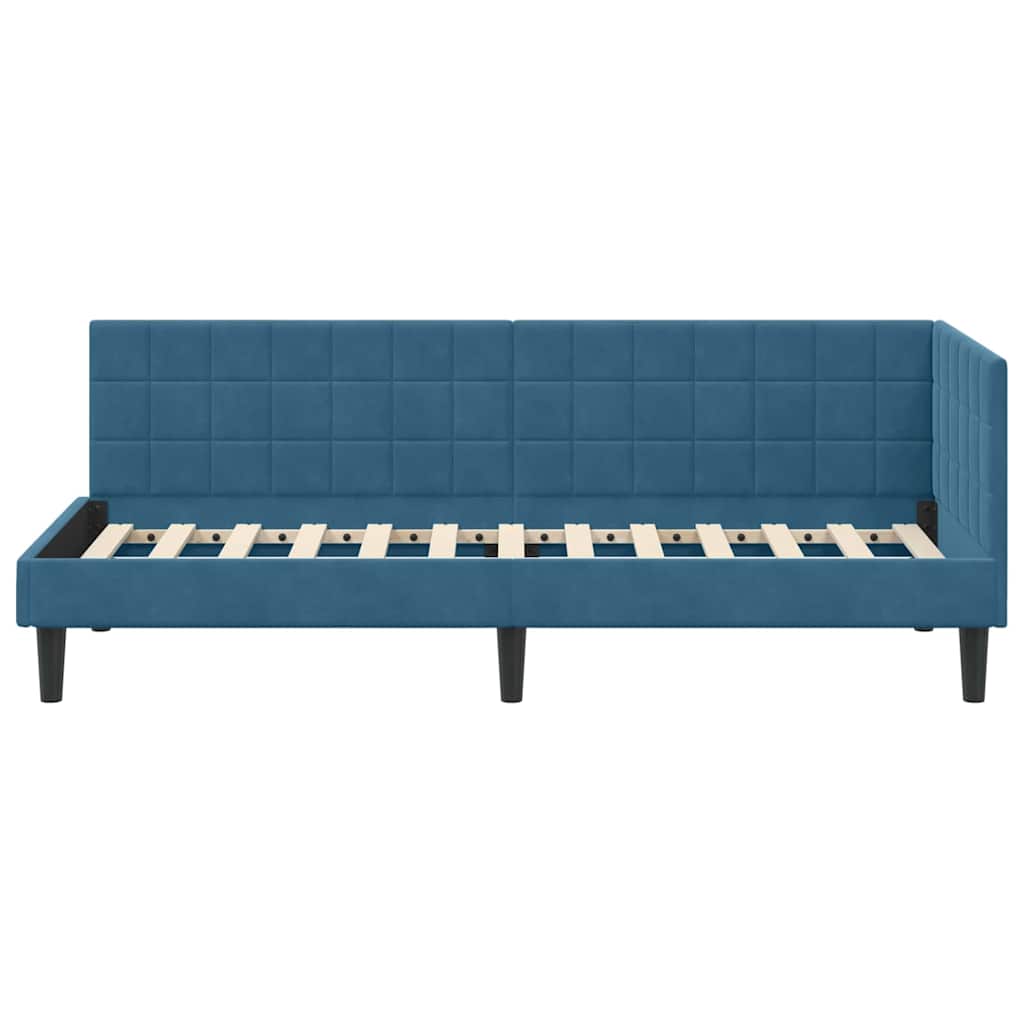 Sarokágy keret fejtámlával Kék 80 cm x 200 cm Bársony