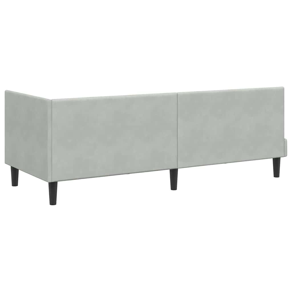 Sarokágy keret fejtámlával Világosszürke 80 cm x 200 cm Bársony