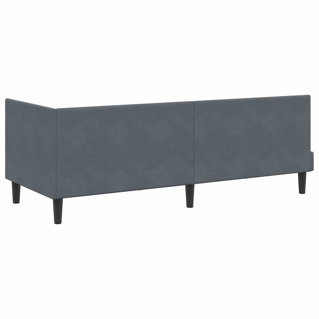 Sarokágy keret fejtámlával Sötétszürke 80 cm x 200 cm Bársony