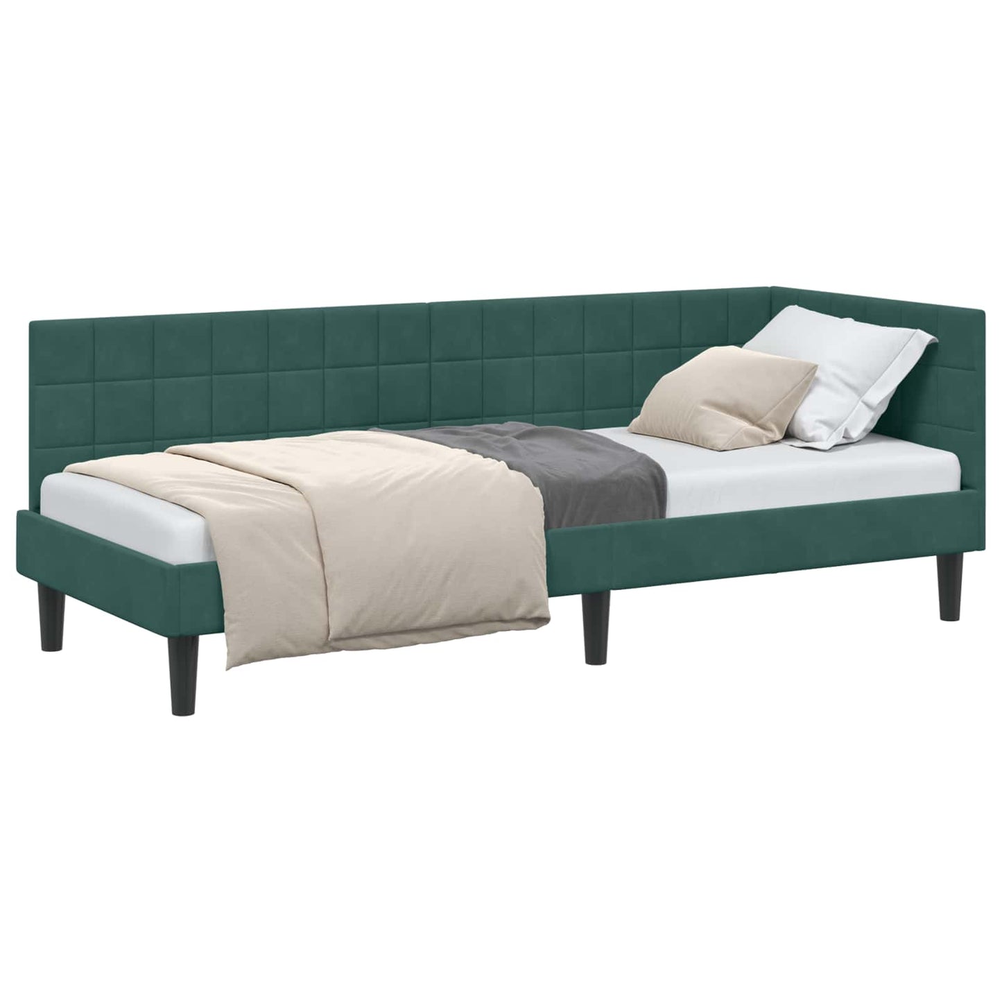 Sarokágy keret fejtámlával Sötétzöld 80 cm x 200 cm Bársony