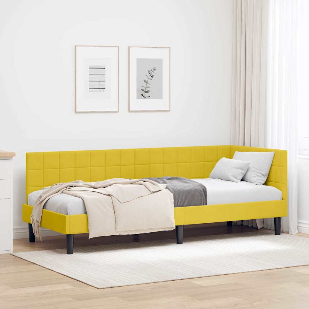 Sarokágy keret fejtámlával Sárga 80 cm x 200 cm Bársony