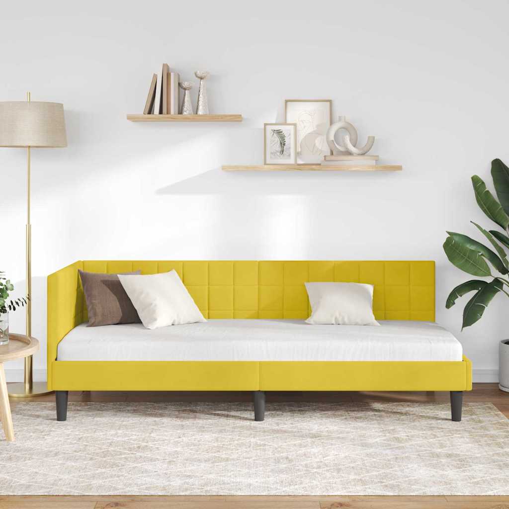 Sarokágy keret fejtámlával Sárga 80 cm x 200 cm Bársony
