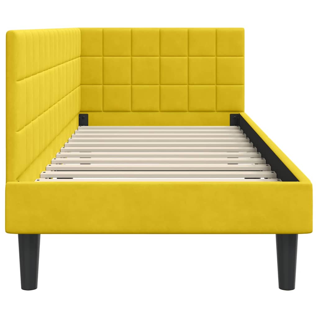 Sarokágy keret fejtámlával Sárga 80 cm x 200 cm Bársony