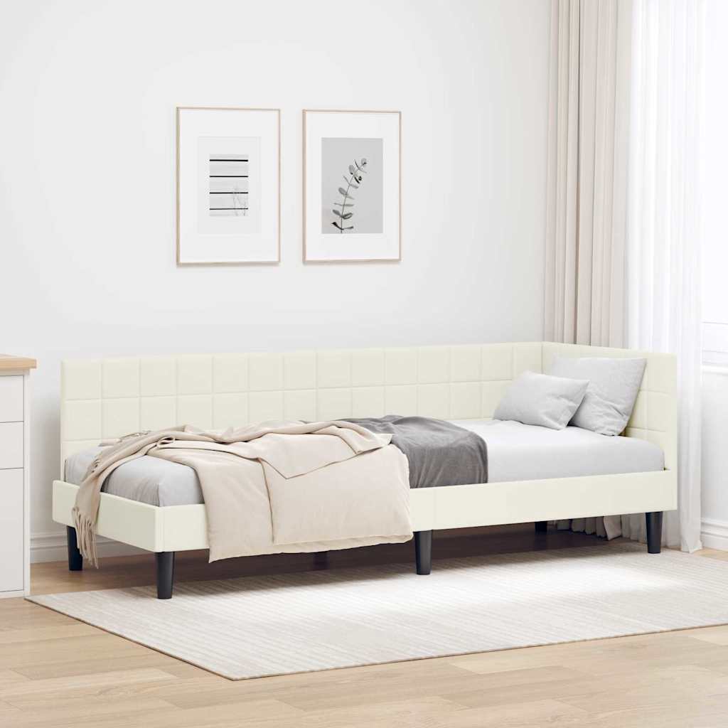 Sarokágy keret fejtámlával Krém 80 cm x 200 cm Bársony