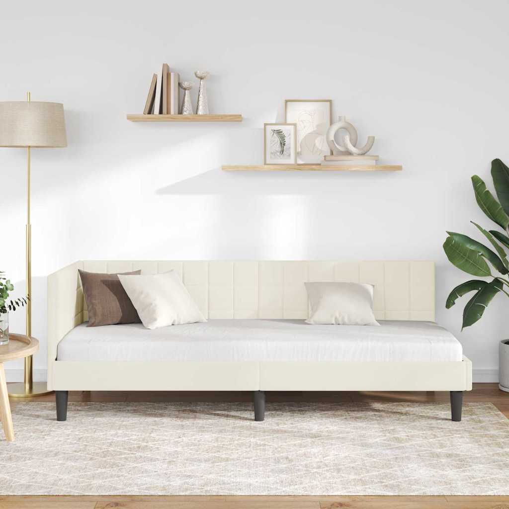 Sarokágy keret fejtámlával Krém 80 cm x 200 cm Bársony