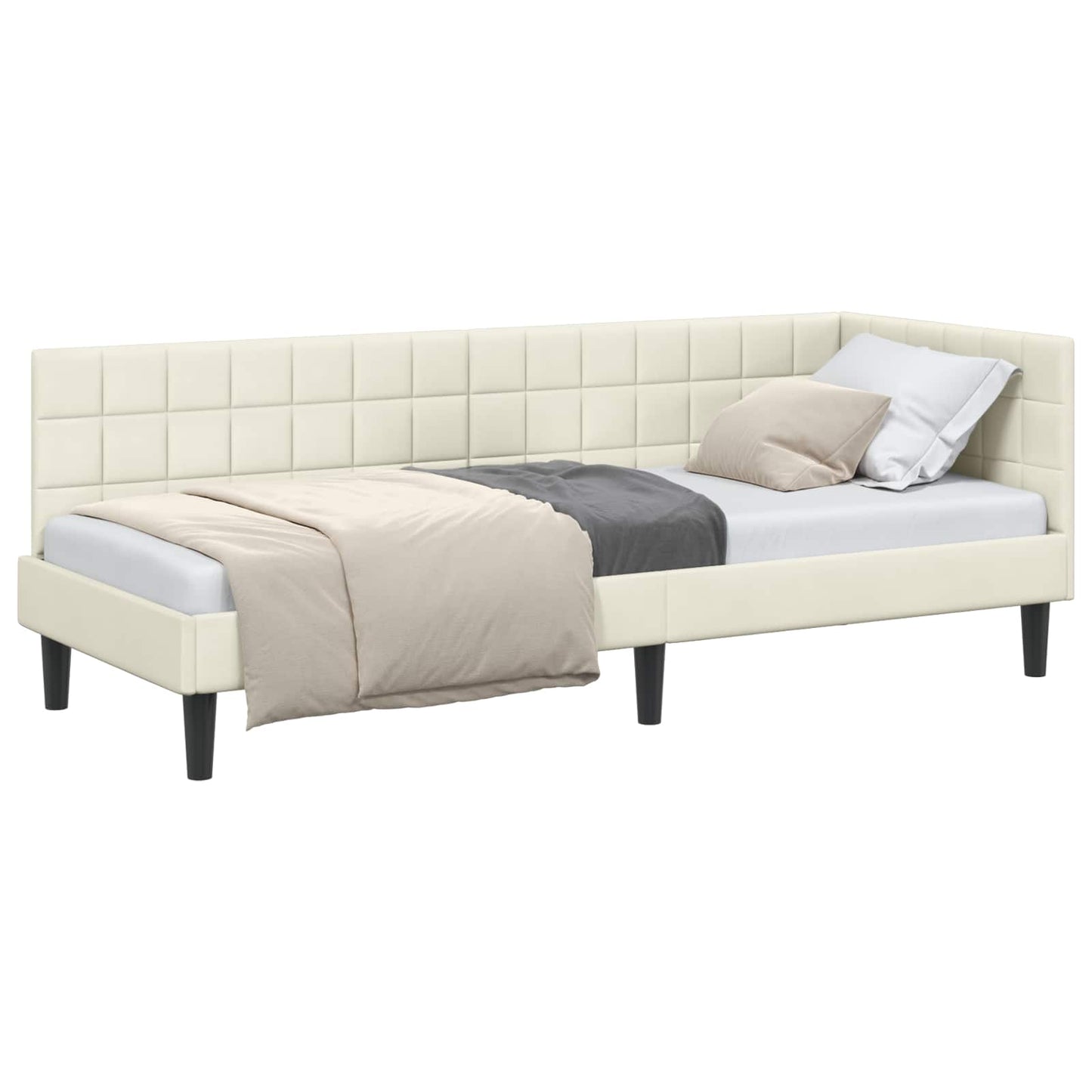 Sarokágy keret fejtámlával Krém 80 cm x 200 cm Bársony